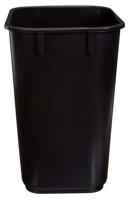 Amazon Basics Small Trash Can, Rectangular Commercial Office Wastebasket, 3 Gallon (Pack Of 2), Black