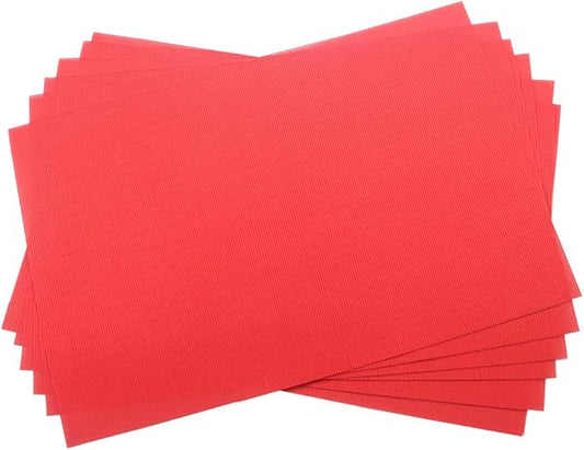 Gugrida Placemats Set of 6 Solid Red Placemat for Dining Table Durable Crossweave Woven Vinyl Kitchen Table Mats 18"X12"
