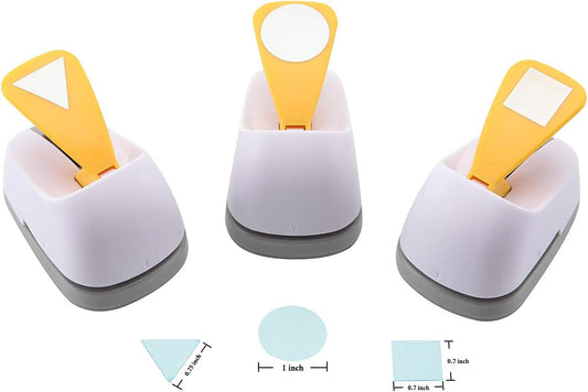Craft Lever Punch DIY Handmade Craft Punch Paper Punch for Festival and Greeting Card Making Ten Shapes Choices (White 0.7X0.7inch square-1inch Circle-0.75inch Triangle)