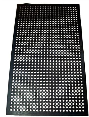 New Star Foodservice 533517 Commercial Grade Grease Resistant Anti-Fatigue Rubber Floor Mat, 36" x 60", Black