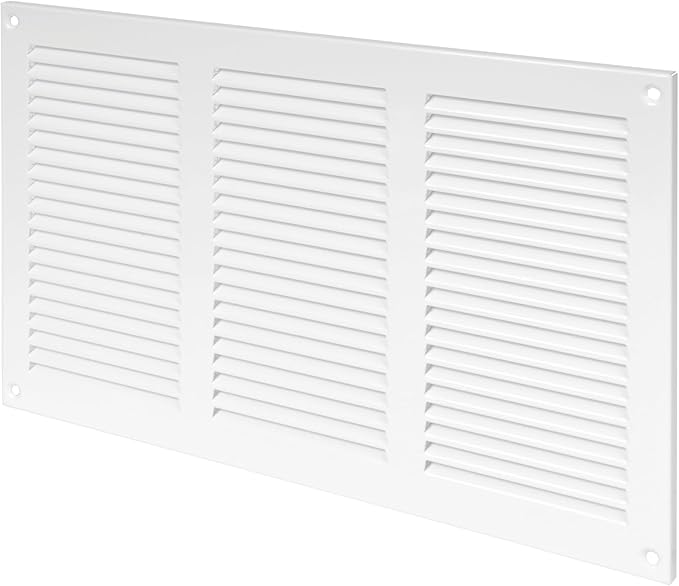 Repa Market 12x8 Inch Air Vent Cover/White Galvanized Steel Louvered Grill Cover with Mesh Screen/Wall or Ceiling Vent/Durable Flush Mount HVAC Register for Indoor and Outdoor Ventilation