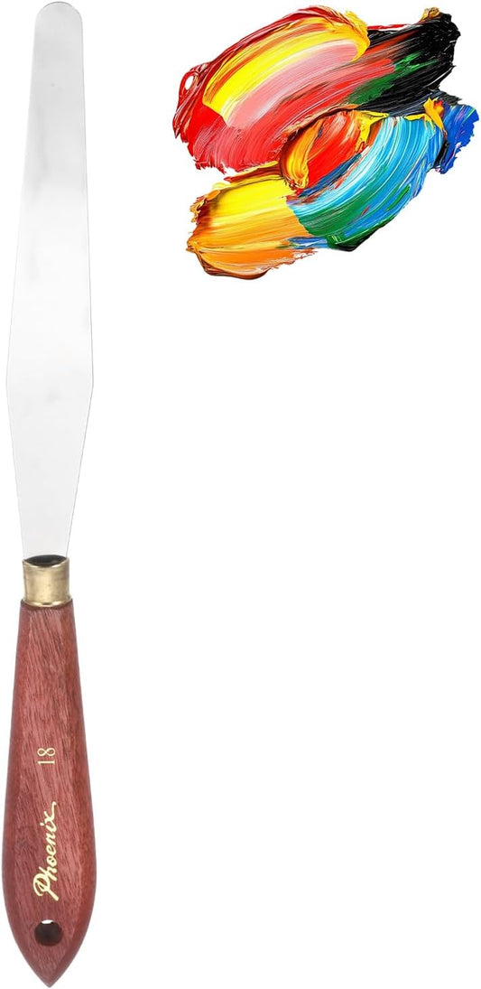 MECCANIXITY Pack of 1 Palette Knife No.18, 9.4" Long Palette Knives with Stainless Steel Flexible Spatula Pallet Knife and Wood Handle for Scraping, Mixing, Oil Acrylic Painting Canvas