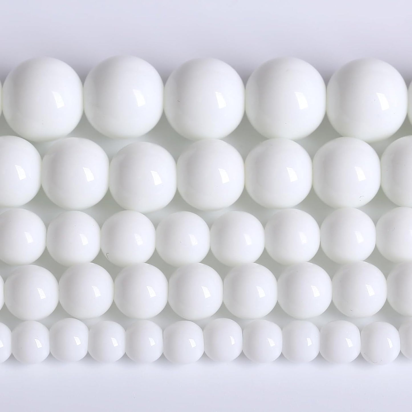 10MM Natural Stone White Porcelain Agate Beads Round Loose Stone Beads for Jewelry and Bracelets Making 72pcs 2 Strands 32"