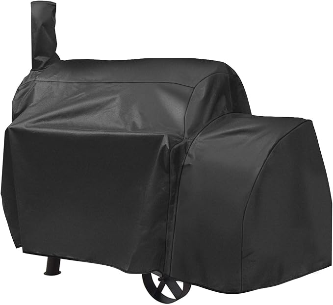 SunPatio Offset Smoker Cover, Outdoor Heavy Duty Waterproof Grill Cover Compatible for CharBroil Oklahma Joe's Highland and Horizon Grills, Charcoal BBQ Smoker Protector, All Weather Protection