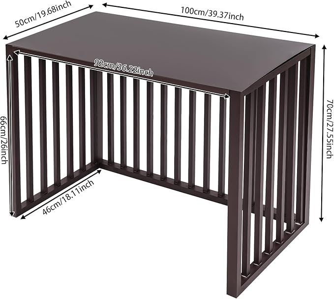 Air Conditioner Fence with Top Cover, 4 Panels 39.4 "L x 19.7 "W x 27.6" H Privacy Fence Panels for Outside, Freestanding Metal Trash Can Hider Outdoor, No-Dig Air Conditioner Sun Blocker Kit (Brown)