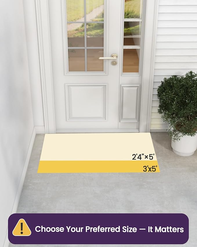 DEXI Front Door Mat Outside Entrance, Rubber Entry Doormat Heavy Duty, Welcome Mats Non Slip for Inside House Floor Entryway Back Doors Exterior Patio, 27.5"x59", Maze Blue