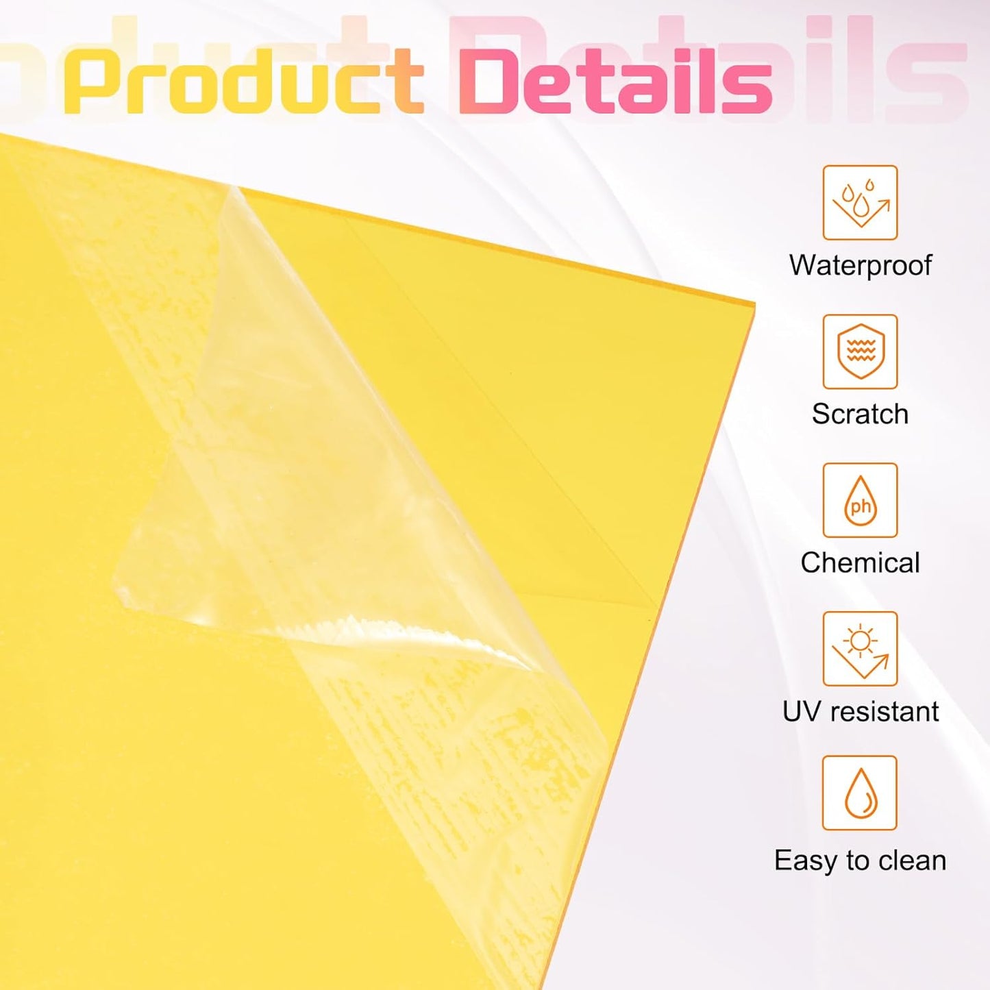 uxcell 3Pcs Acrylic Sheets 12x12 Inch Acrylic Panel 1/8 Inch-3mm Plastic Board for Picture Frames Sign Holders DIY Display Projects Craft, Clear Yellow
