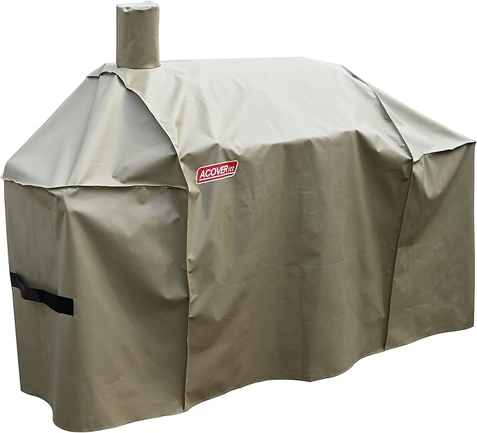 Smoker Grill Cover Sized for Char-Griller Charcoal Grill 2190 and 2197 Heavy Duty Waterproof Patio 600D Canvas Barbeque BBQ Grill Cover G21623(Brown)