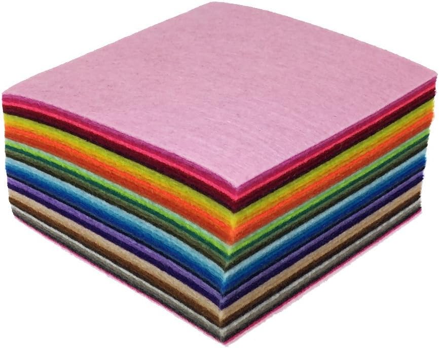 flic-flac 44PCS 4 x 4 inches (10 x10cm) Assorted Color Felt Fabric Sheets Patchwork Sewing DIY Craft 1mm Thick