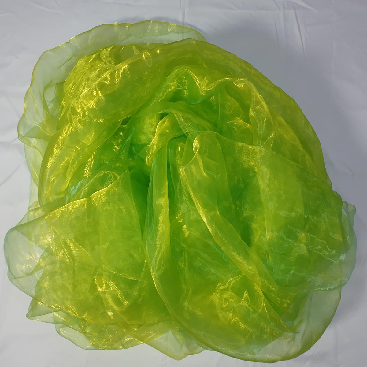 Two-Tone Iridescent Holographic Organza Fabric - 5.5 Yards | Lightweight Sheer Gauze Voile Tulle | for Dresses, Party Decor, DIY Crafts, Shiny Backdrops(Shimmery Light Green-Yellow)