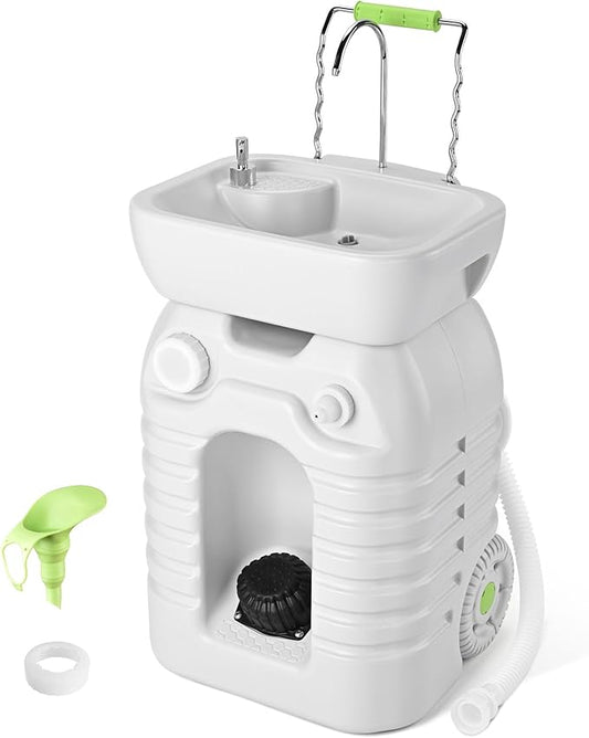 Yescom 45L Portable Sink Hand Wash Station with Foot Pump & Wheel 12Gallon Camping Sink with Soap Dispenser for Washing Hands, Fruits Ideal for RV Travel Outdoor Picnic Barbecue Party Food Booth