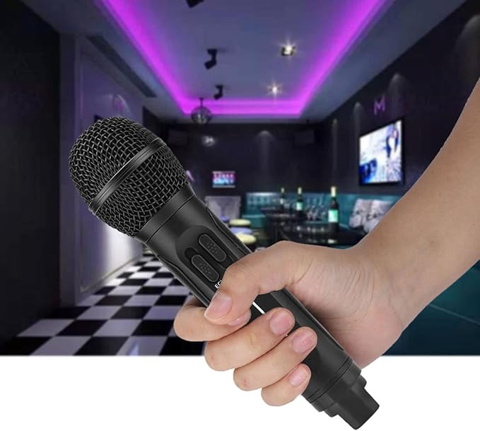 Speaker, KTV Karaoke Speaker with 2 Microphones for Home Party, 3000mAh Battery 10M Wireless Connection AUX Input USB Support (Black)