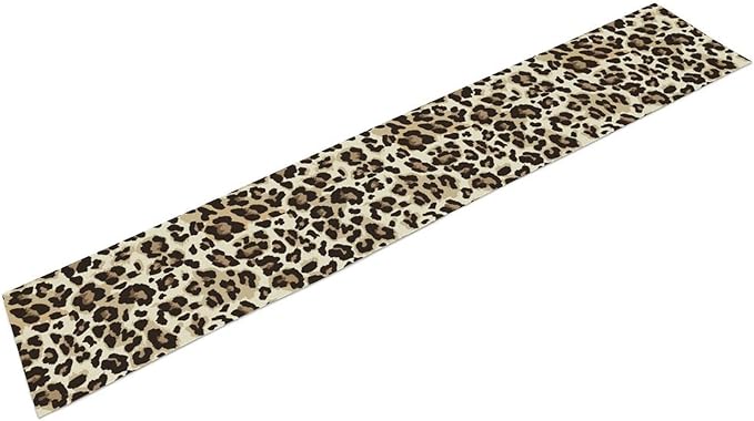 Leopard Print Table Runner, Animal Fur Print Western Style Table Runner Country Farmhouse Cottage Cow Pattern Linen Table Decoration for Home Kitchen Dining 13x72