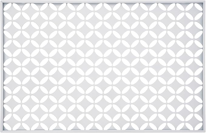 75" H×35" W Decorative Outdoor Privacy Screen with Stand, Outdoor Decor Privacy Fence Screen Metal Fence Panels, Free Standing Metal Divider for Patio Lawn Deck (White-Circle)