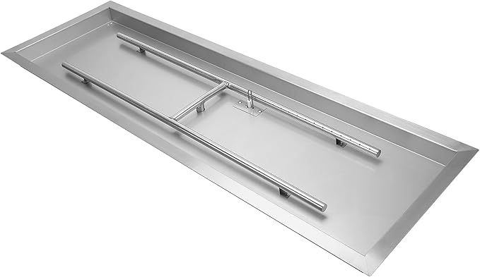 Stanbroil 36 x 12 Inch Rectangular Fire Pit Burner with Drop-in Fire Pan, Gas Firepit Insert for DIY Fire Table, 304 Stainless Steel, 150,000 BTU Max