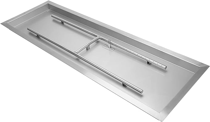 Stanbroil 24 x 8 Inch Rectangular Drop-in Fire Pit Pan with H-Burner, Gas Fire Pit Insert for DIY Fire Table, 304 SS, 90,000 BTU Max