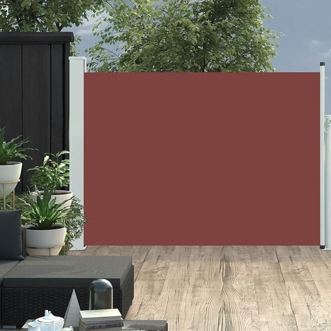 YAFF Patio Retractable Outdoor Folding Privacy Divider, Water & UV Resistant Sun Shade Privacy Wind Screen for Garden, Backyard, Balcony, Terrace 39.4"x196.9" Brown