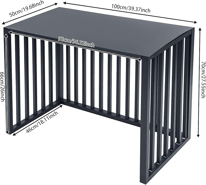 Air Conditioner Fence with Top Cover, 4 Panels 39.4 "L x 19.7 "W x 27.6" H Privacy Fence Panels for Outside, Freestanding Metal Trash Can Hider Outdoor, No-Dig Air Conditioner Sun Blocker Kit (Grey)