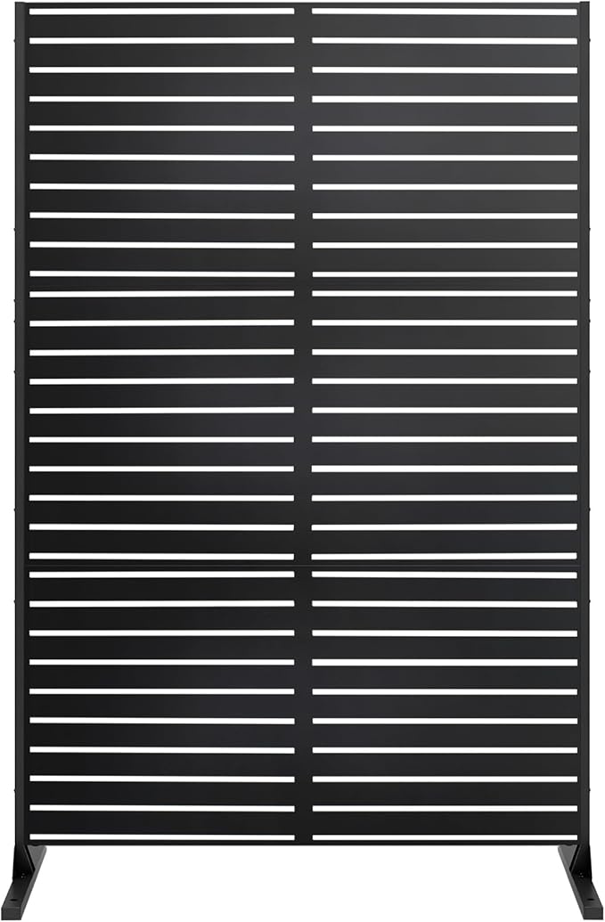 72" H×47" W Metal Privacy Screen, Outdoor Indoor Privacy Screens with Stand Panels, Free Standing Decorative Privacy Screen for Patio