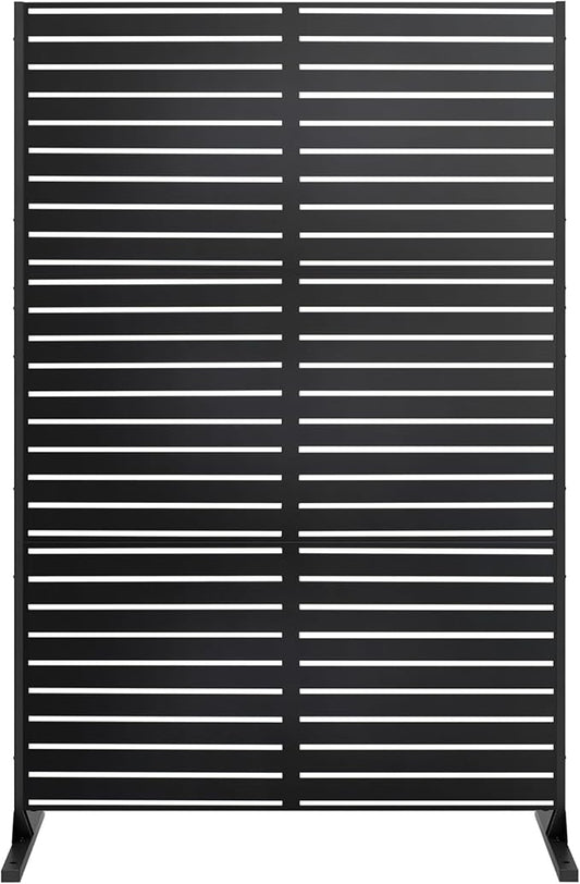 72" H×47" W Metal Privacy Screen, Outdoor Indoor Privacy Screens with Stand Panels, Free Standing Decorative Privacy Screen for Patio