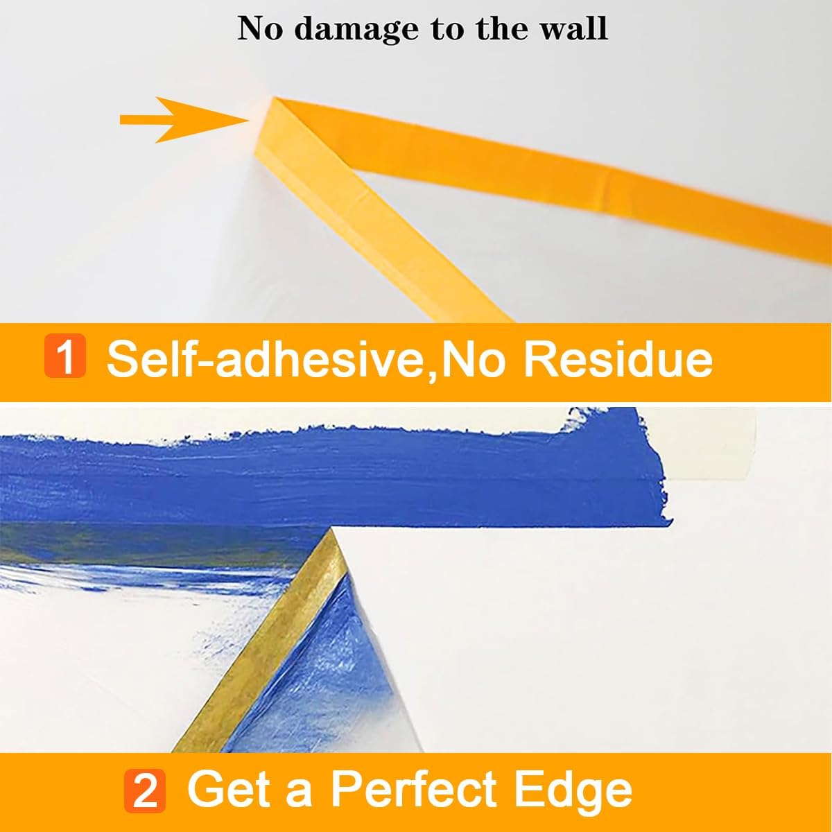 3 Pack Protective Masking Film with Tape 5 x 65 Ft Car Painters Plastic Sheeting Roll Tape and Drape Masking Film for Automotive Painting Covering Frames, Furniture, Auto Body