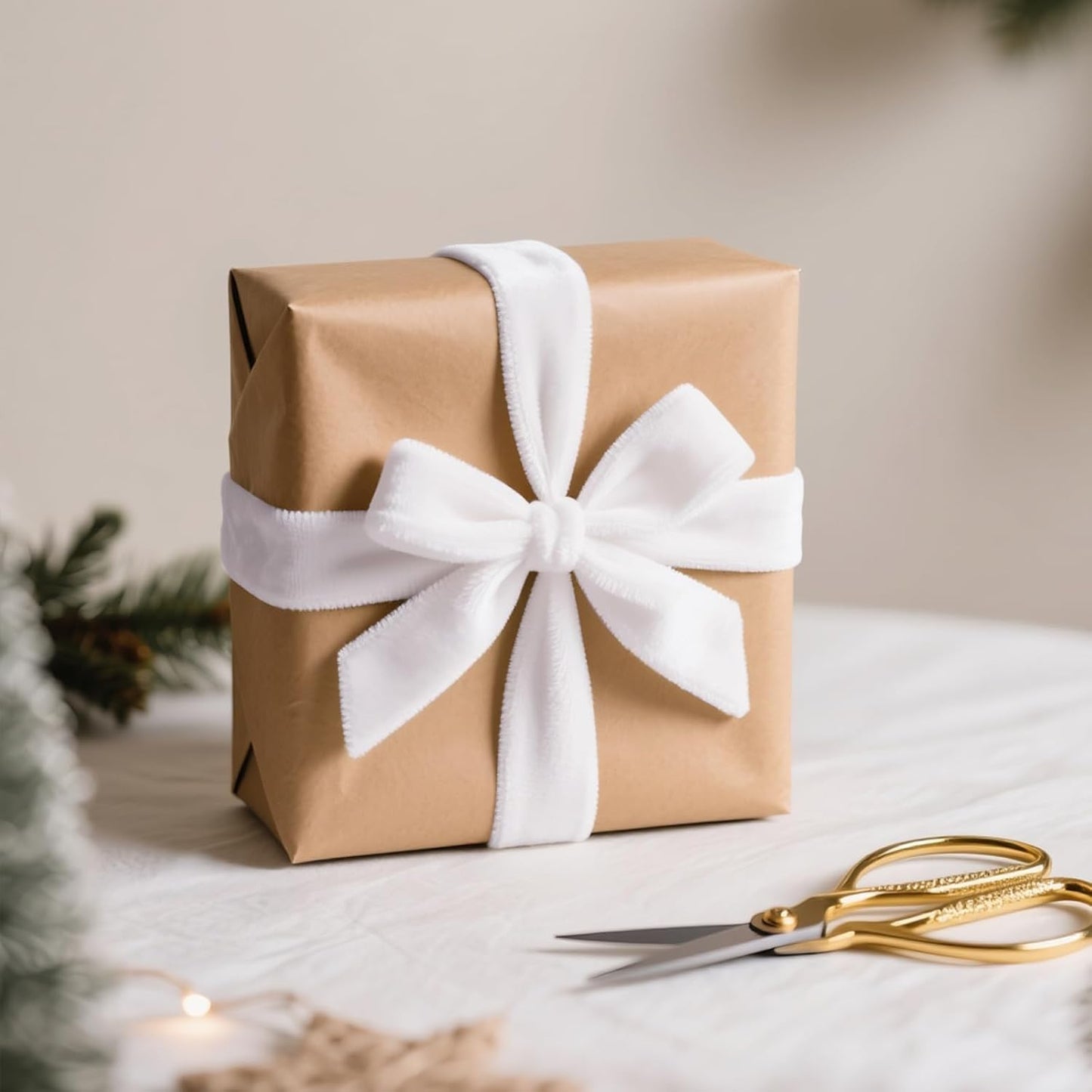 LaRibbons Thin Velvet Ribbon 1 Inch x 25 Yards, White Velvet Ribbon for Christmas Tree, Gift Wrapping, Wreath Bow, Outdoor Decoration