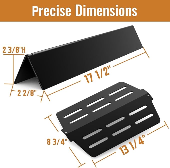 17.5'' Flavorizer Bars and Heat Deflectors Replacement for Weber Genesis 300 Series, Genesis E/S310 E/S320 E/S330 (Front-Mounted Control), Porcelain-enameled Parts for Weber 7620, 7622, 7-Pack