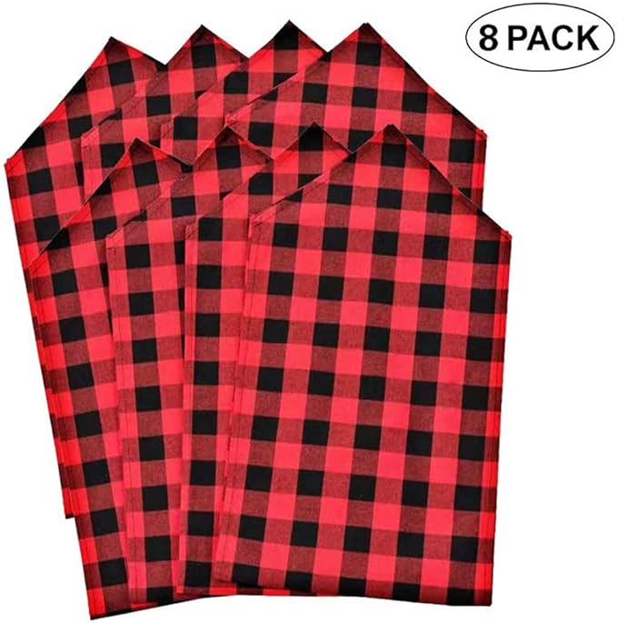8 Pack Buffalo Check Table Runners Plaid Table Runner for Christmas Dinner, Lumberjack Party, Outdoor or Indoor Gatherings Table Home Decorations (Red & Black, 72inches)