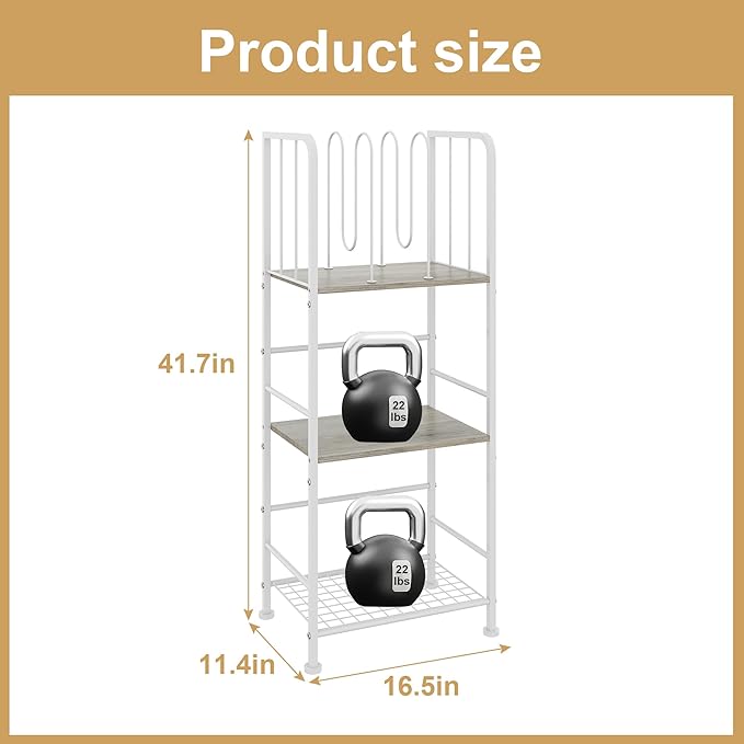 Towel Rack Free Standing 3-Tier M-Shaped Detachable Dividers, Durable Metal Holder, Pool Towel Rack, Space-Saving Towel Storage Organizer, Modern Bath Towel Shelf for Home, Poolside, White