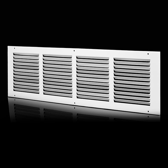 24x6 Return Air Grille (Duct Opening Size), Air Return Vent Cover, AC Vent Cover, Cold Air Return Vent Cover, Flat Return Air Grilles, Outer Dimensions:25.75"W x 7.75"H (24"Wx6"H, Duct Opening)