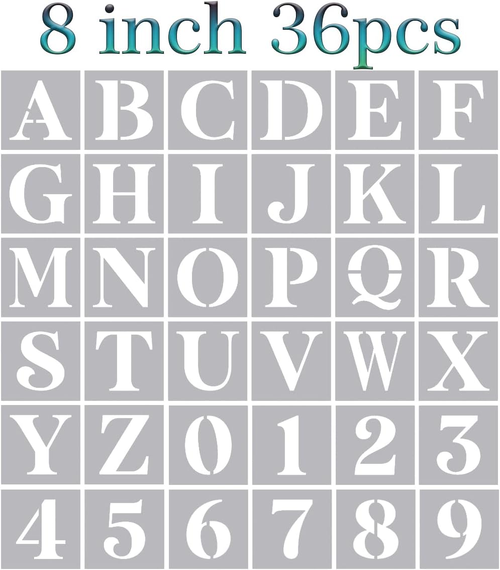 8 Inch Large Letter Stencils - Alphabet Stencils for Painting on Wood, DIY Crafts & Wall Signs