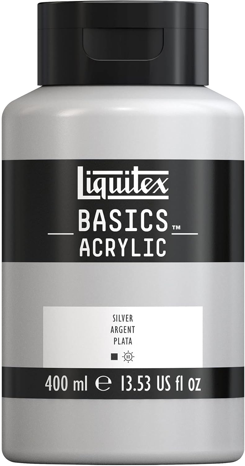 Liquitex BASICS Acrylic Paint, 400ml (13.5-oz) Bottle, Silver