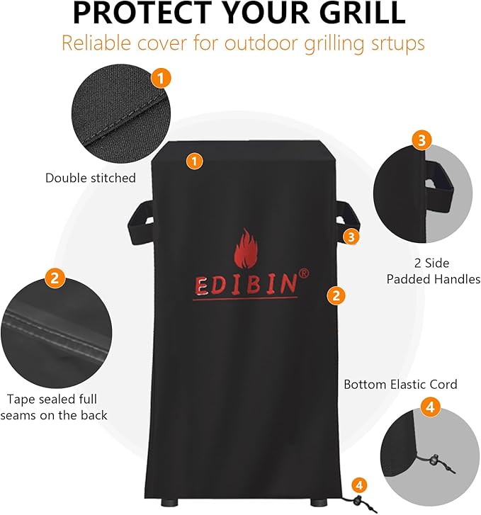 30 inch Grill Cover for Masterbuilt 30-inch Digital Electric Vertical BBQ Smoker with Side Wood Chip Loader,30 Inch Electric Smoker Cover for Masterbuilt MB20071117, 18" W x 17" D x 33" H