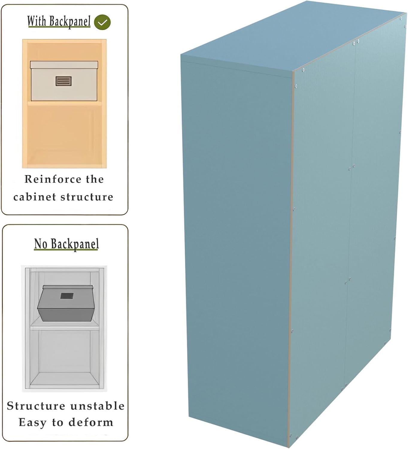 6-Cube Storage Shelf Bookcase - Wooden 3-Tier Floor Standing Open Bookshelf for Home and Office, Display Cabinet, Light Blue