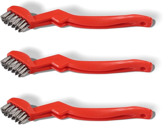 GOLDEN SMILE 3-Pack 7" Stainless Steel Wire Brushes - 40% Denser Than Standard Brushes - for Heavy-Duty Cleaning: Grill Grates, Uncoated Pans, Rust Removal, Deburring & Metal Cleaning