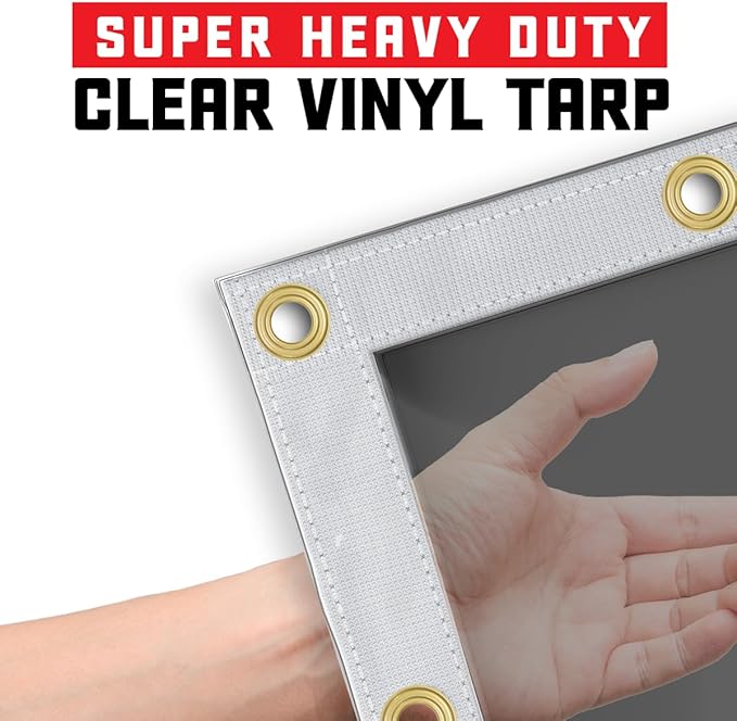 Core Tarps 30 Mil Extreme Heavy Duty Clear Tarp with Gromments - 20x30ft Super Clear Tarps Heavy Duty Waterproof Vinyl Tarpaulin, Transparent Tarp for Outdoor, Camping & Construction, Clear Grey