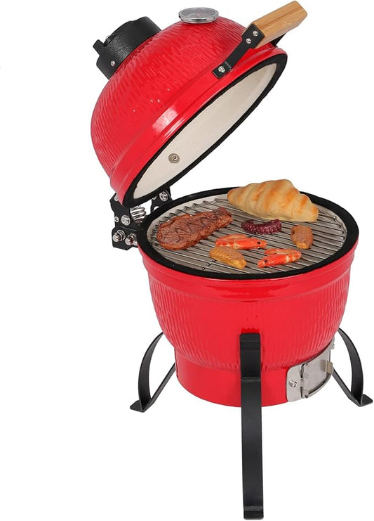 VINGLI 13" Kamado Grill Charcoal Grills Portable Barbecue Grill BBQ Kettle Stand Lid Perfect for Outdoor Camping Patio Backyard Picnic