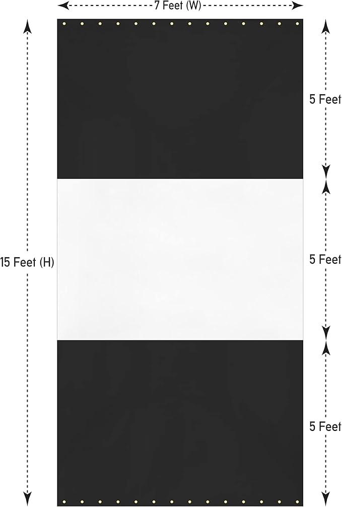 Covers & all Outdoor Clear Panel Curtain, 12 oz Vinyl Outdor Curtains for Patio, Waterproof & Weather Resistant Tarp with Brass Grommets for Pergola, Porch, Gazebos, Balcony (15’H x 7’W feet, Black)