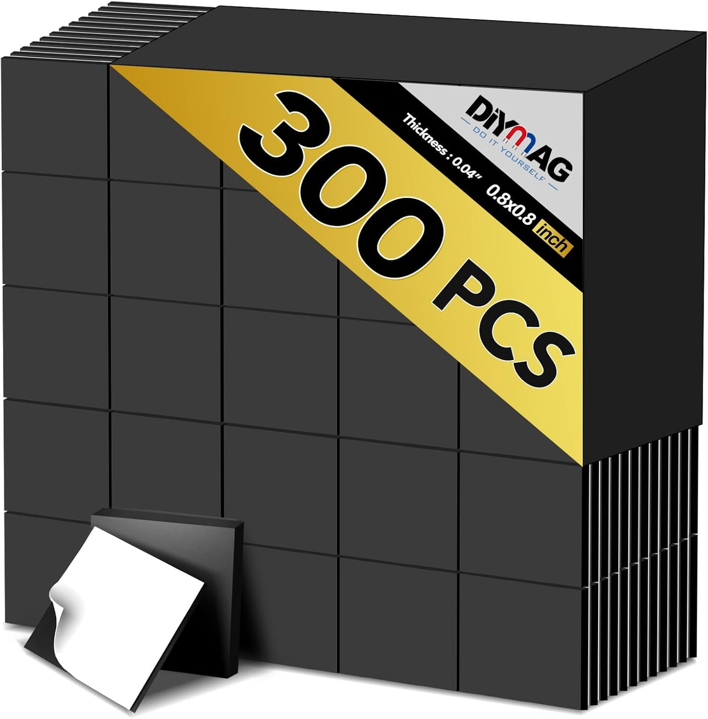 DIYMAG Magnets with Adhesive Backing,300Pcs Adhesives Magnet Squares for Whiteboard Crafts Small Magnetics Tape Magnetic Sheets Magnetism Strips Stickers for Classroom Refrigerator 0.8 x 0.04inch