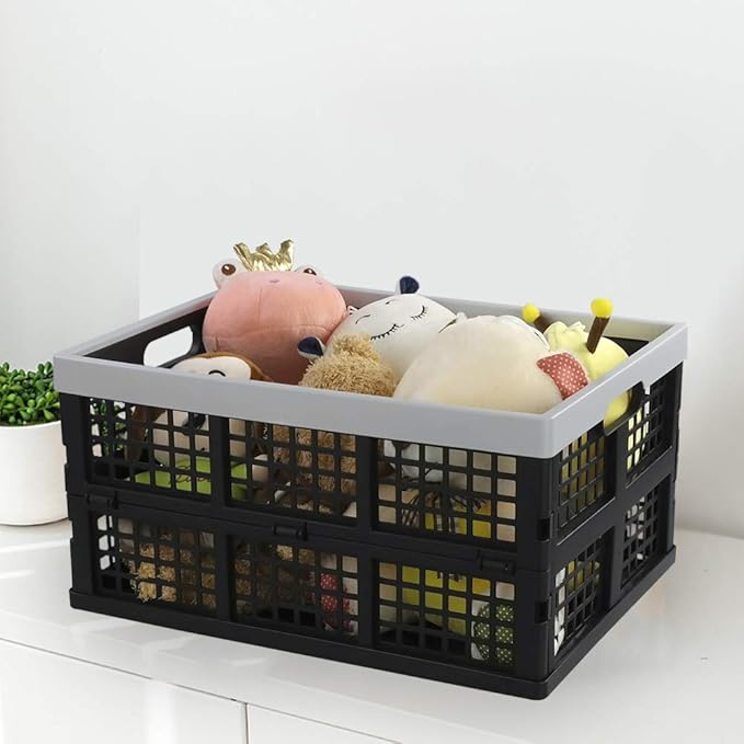 34-Liter Collapsible Storage Crates/Stackable Storage Container Basket, Set of 4