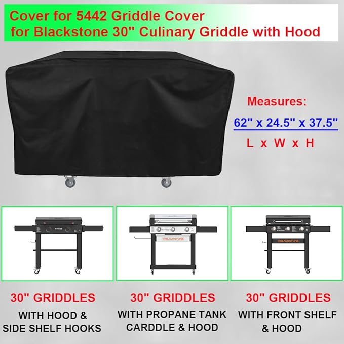 Griddle Cover for Blackstone 30" Culinary Griddle with Hood, 600D Heavy Duty Waterproof Flat Grill Cover for Blackstone 30 Griddle Cover