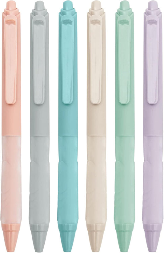 Linbsunne Ballpoint Pens Medium Point 1mm Black Pen with Super Soft Grip Ball Point Pen for Men Women Retractable Pens (6-pack)