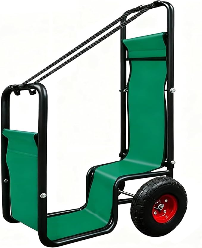 Kapler Firewood Cart with Wheels - Heavy Duty Steel Dolly Hauler & Wear-Resistant PVC Coated Oxford Fabric - 250 LB Capacity for Indoor Outdoor Fireplace Fire Pit Use