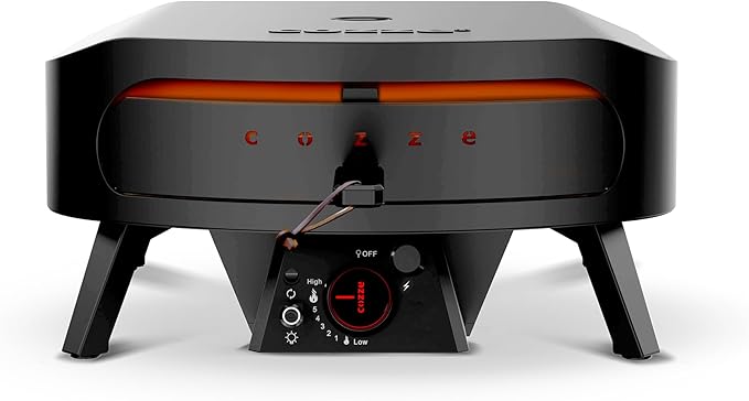 17" Gas Pizza Oven with Rotating Pizza Stone for Easy Restaurant-Style Pizza at Home – Triple Burner, Built-In Thermometer, Fast 15-Min Preheat, Portable Outdoor Pizza Oven