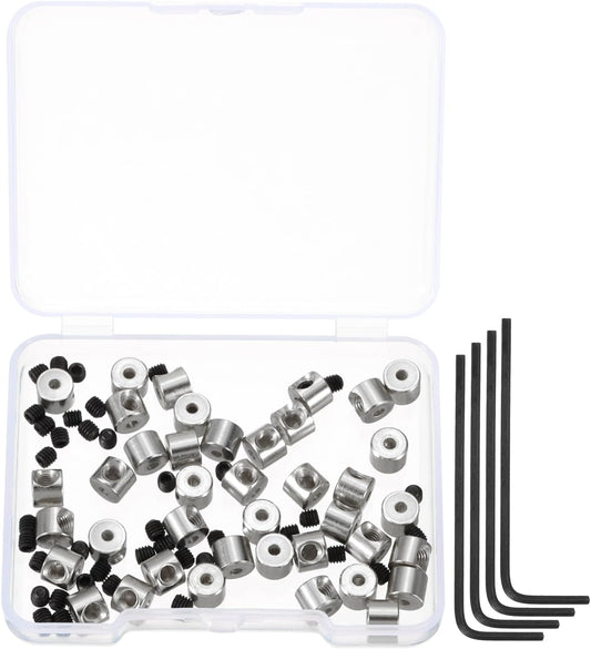 MECCANIXITY 40 Pcs Metal Locking Pin Backs, Locking Pin Keepers Clasp 5mm(H) with 4 Wrench Replacement in Storage Case for Badge, Brooch, Silver Tone