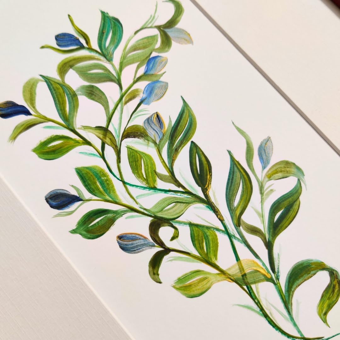 320gsm Premium Ivory Professional Bookmark Sketchpads/for All Mediums, Calligraphy, Charcoal, acrylics, Gouache / (Pack of 2 - a Total of 30 DIY Bookmarks) / Blue Florals