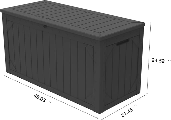 100 Gallon Outdoor Storage Box Waterproof,Resin Deck Box Storage Bin for Cushion Patio Furniture, Pool Accessories, and Garden Tools, Lockable & UV-Resistant, Black
