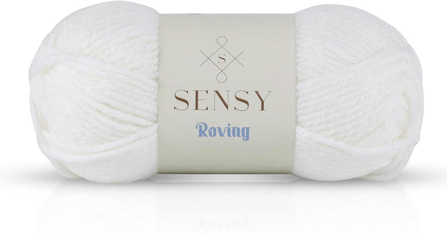 Sensy Roving Yarn, 3.5 oz, 132 Yards, Gauge 5 Bulky (White)