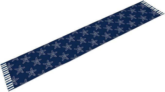 Starfish Table Runner, Summer Coastal Navy Blue Nautical Tropical Rustic Farmhouse Coffee Table Center Decor for Home Kitchen Dining Patio Holiday Party Table Decorations 13"x36"