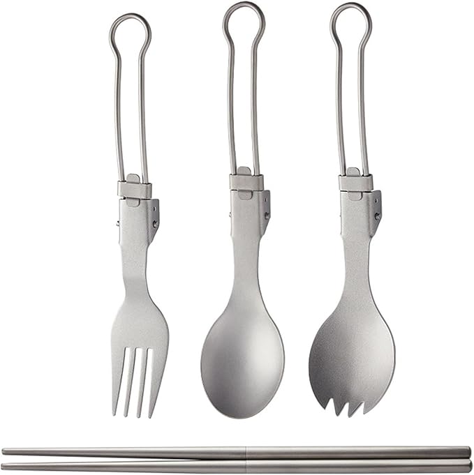 Folding Metal Camping Cutlery Set Portable Outdoor Picnics Cutlery Tableware Travel Utensils Fork Spoon Chopsticks